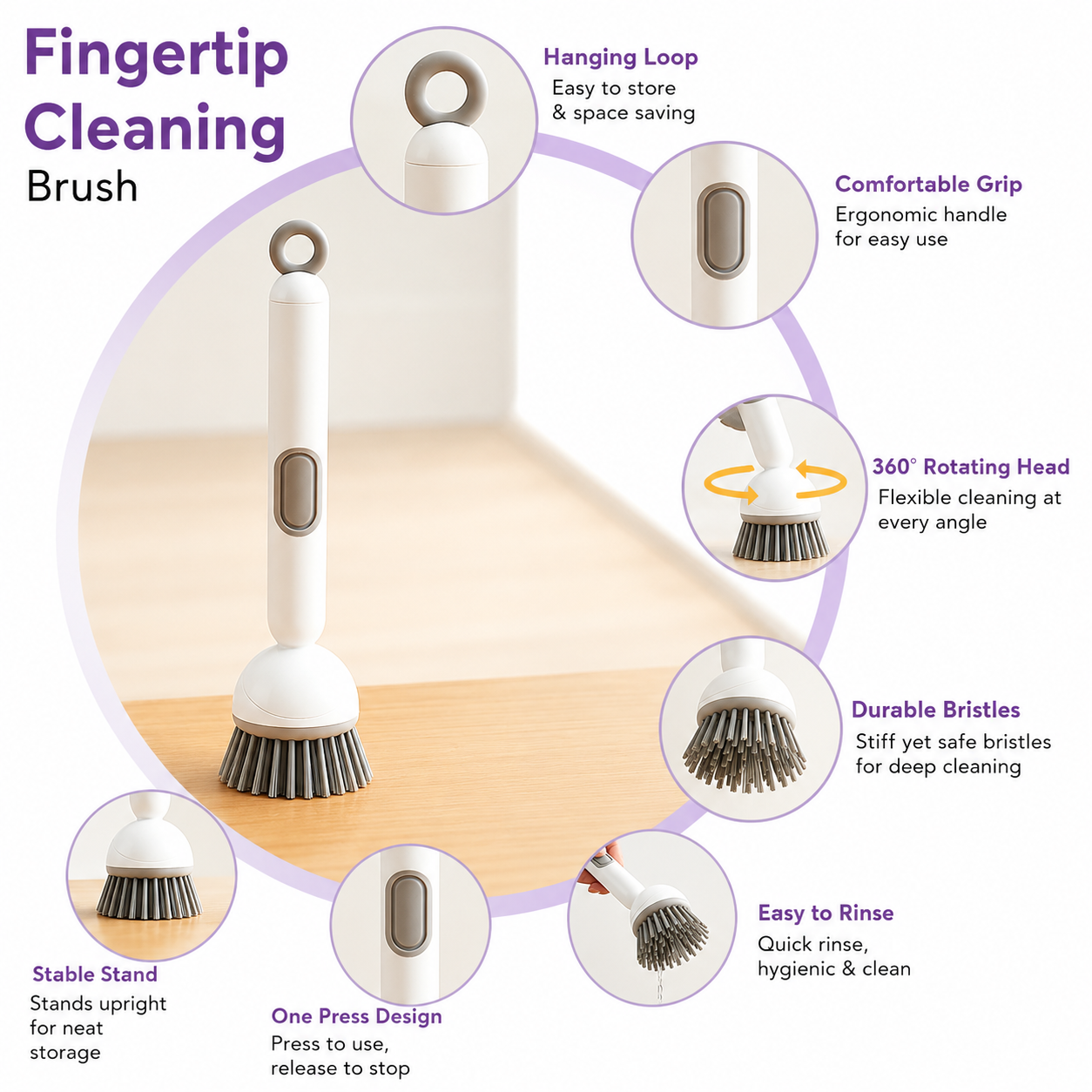 Imported : 360° Multi-Purpose Cleaning Brush | Kitchen, Bathroom & Tile Scrub Brush