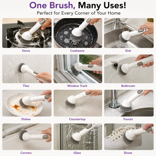 Imported : 360° Multi-Purpose Cleaning Brush | Kitchen, Bathroom & Tile Scrub Brush