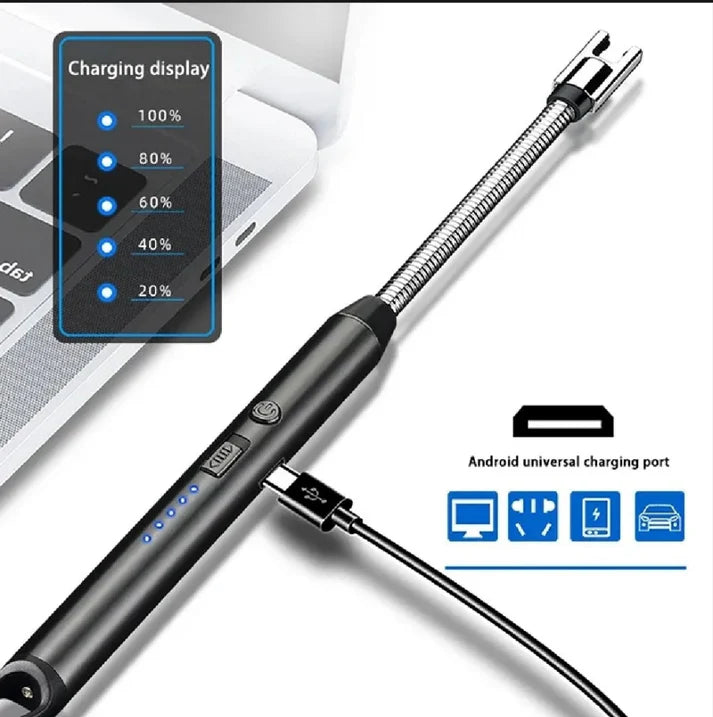 USB Rechargeable Electric Arc Lighter – Flexible Windproof Kitchen & BBQ Gas Stove Lighter