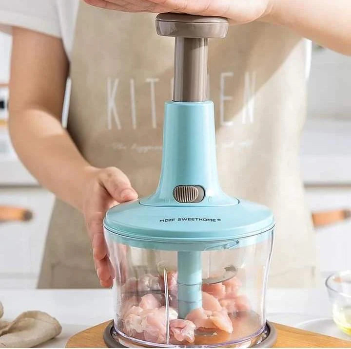 Manual Push Food Chopper – Hand Press Vegetable, Onion, Garlic & Fruit Cutter