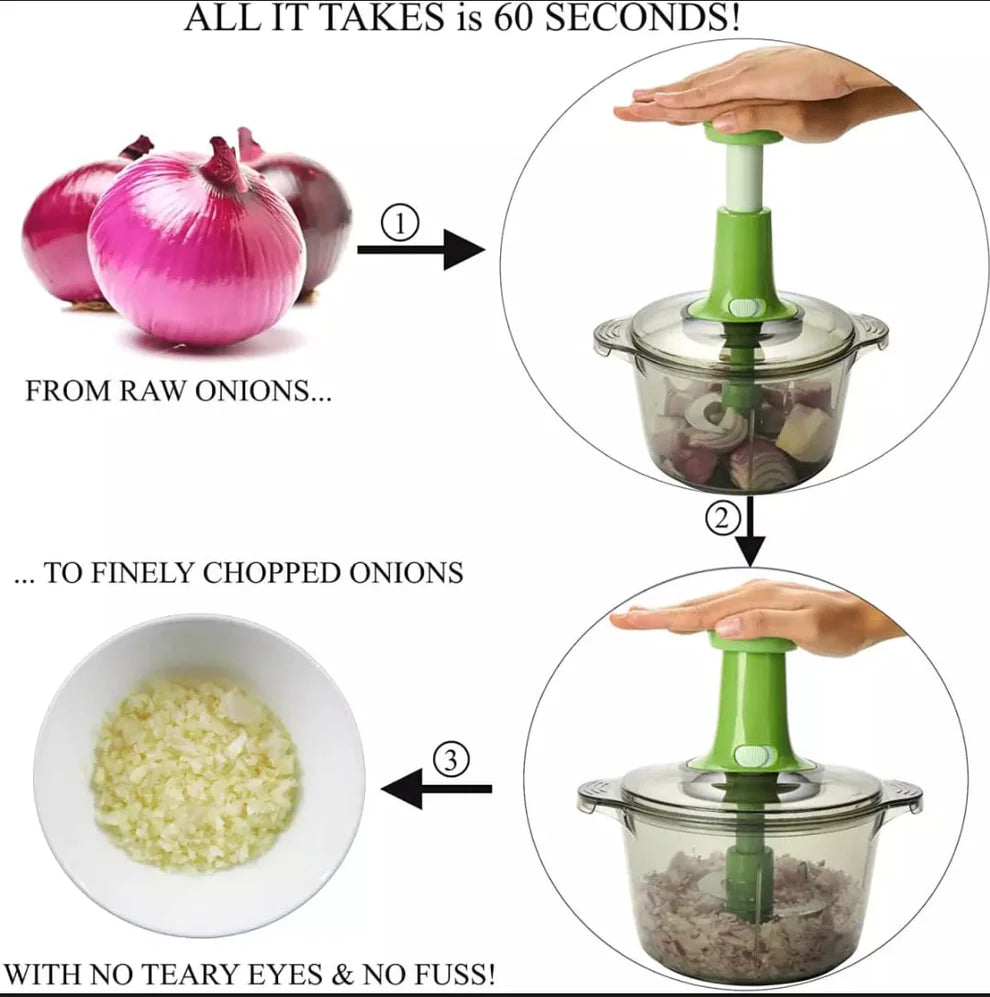 Compact food chopper for fruits and vegetables