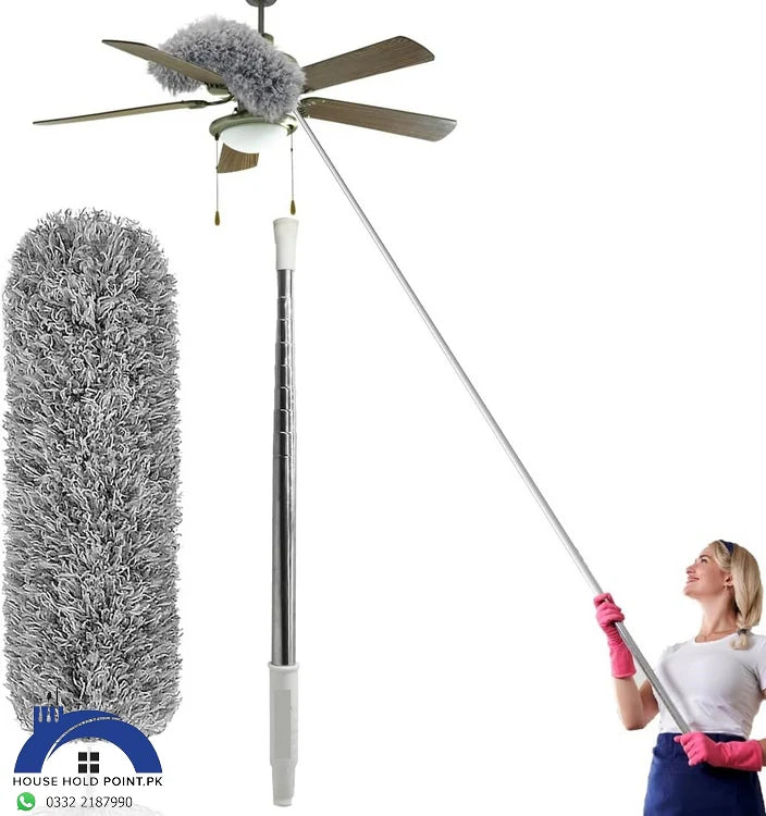 Extendable microfiber duster for cleaning high ceilings
