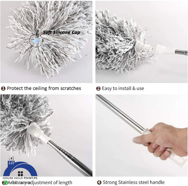 Premium Extendable Microfiber Long Handle Duster – Washable Ceiling Fan & Home Dust Cleaning Brush
