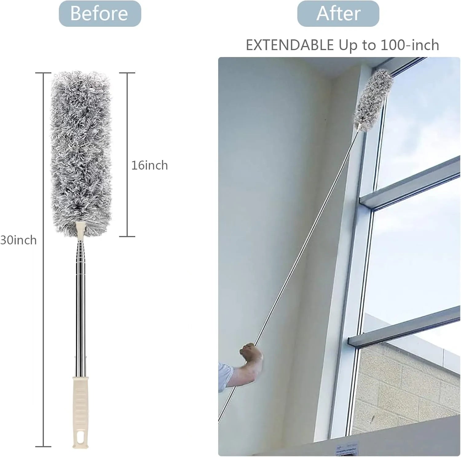 Premium Extendable Microfiber Long Handle Duster – Washable Ceiling Fan & Home Dust Cleaning Brush