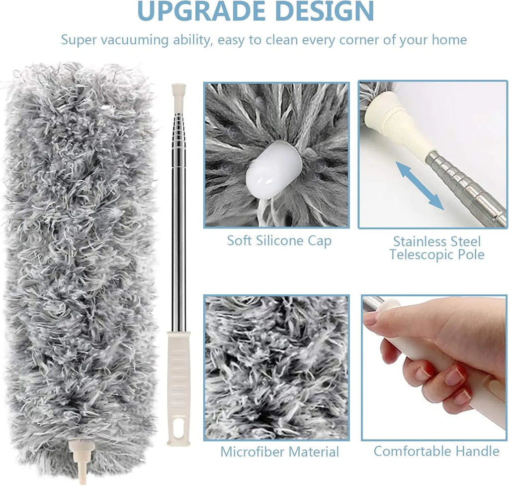 Premium Extendable Microfiber Long Handle Duster – Washable Ceiling Fan & Home Dust Cleaning Brush