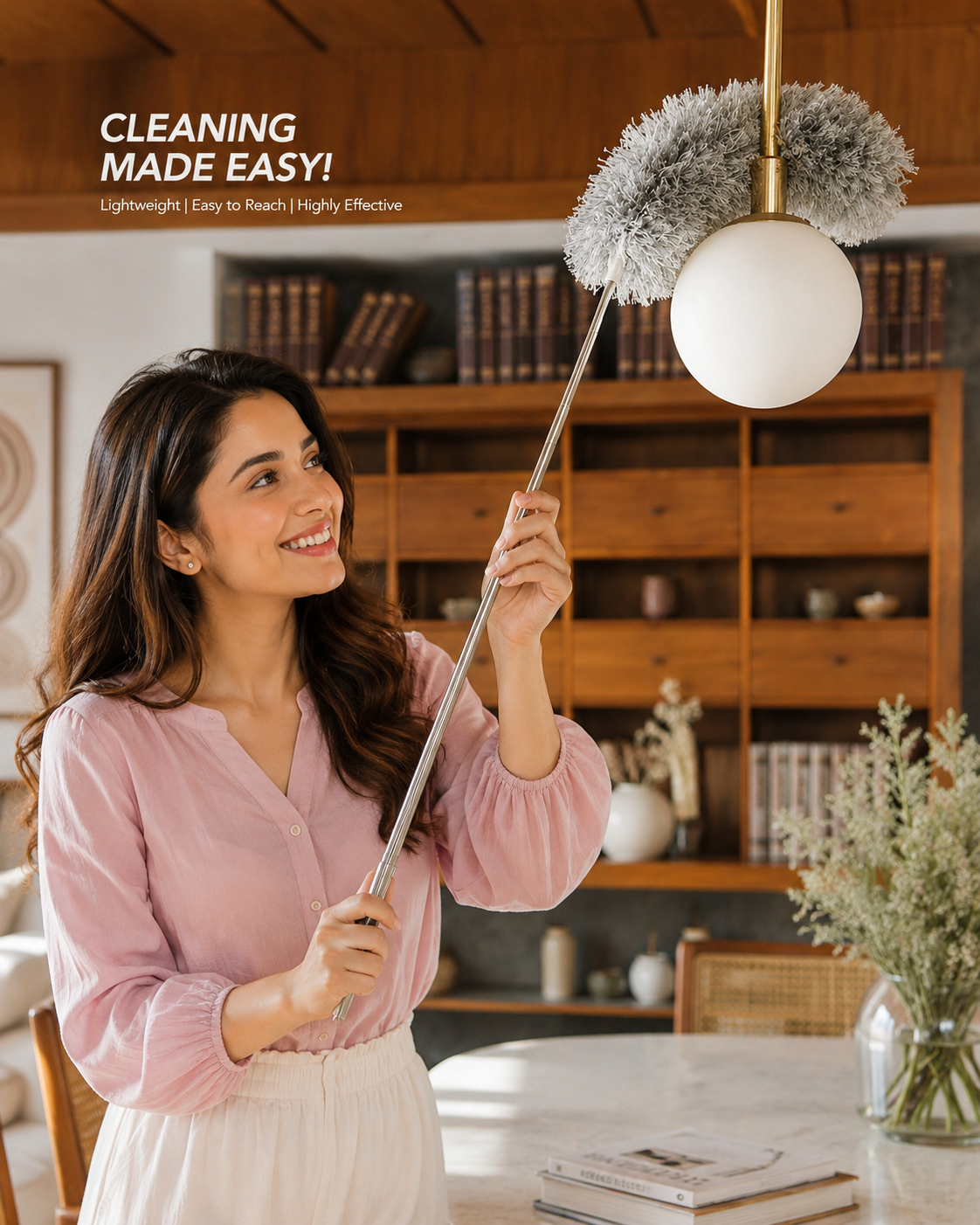 Premium microfiber long handle duster cleaning ceiling fan and hard to reach areas