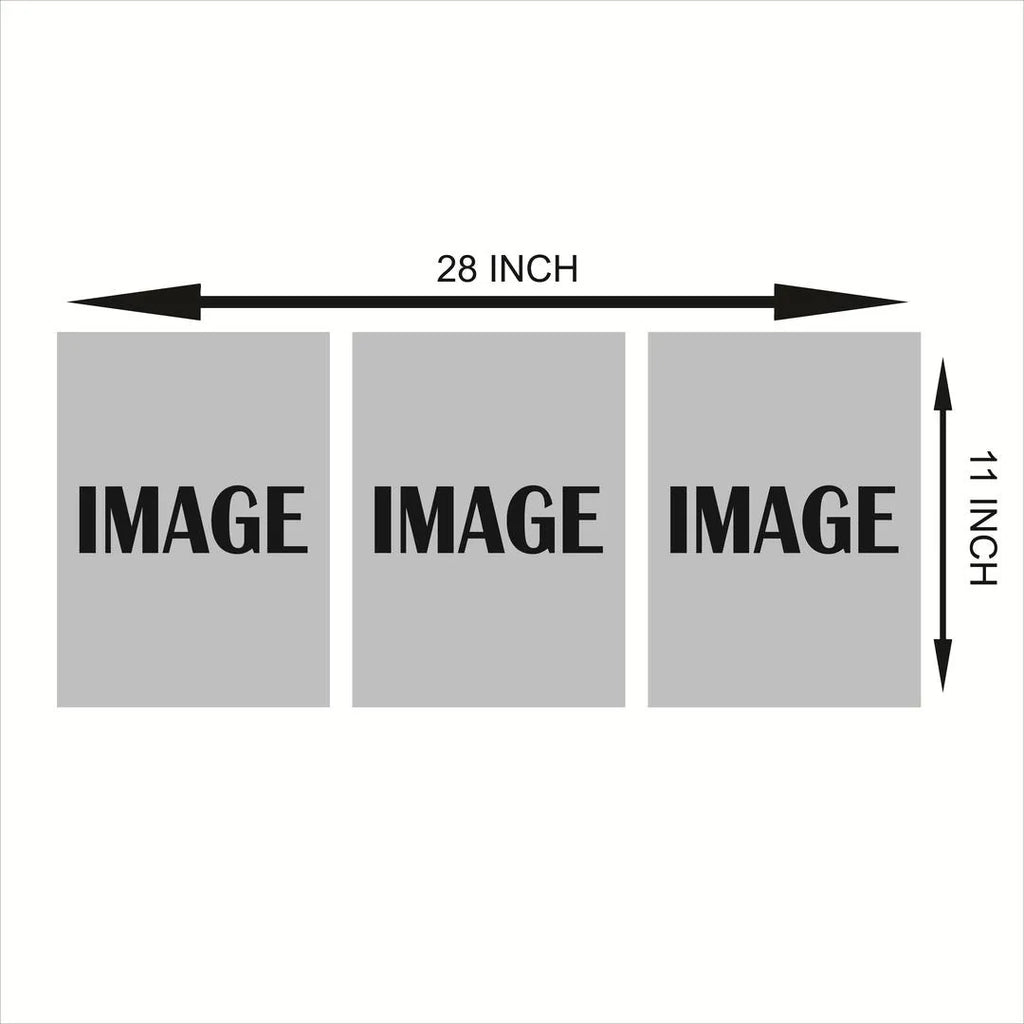 3D Calligraphy Wall Frames Set of 3 Wooden Sticky Decor
