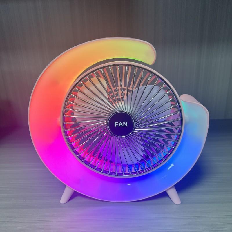 Night Light Mini Fan ABS Plastic Multicolor LED