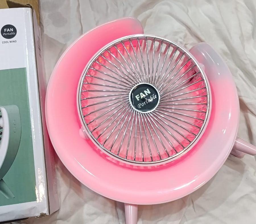Night Light Mini Fan ABS Plastic Multicolor LED
